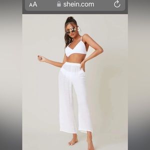 SHEIN Solid Sheer Beach Pants in white